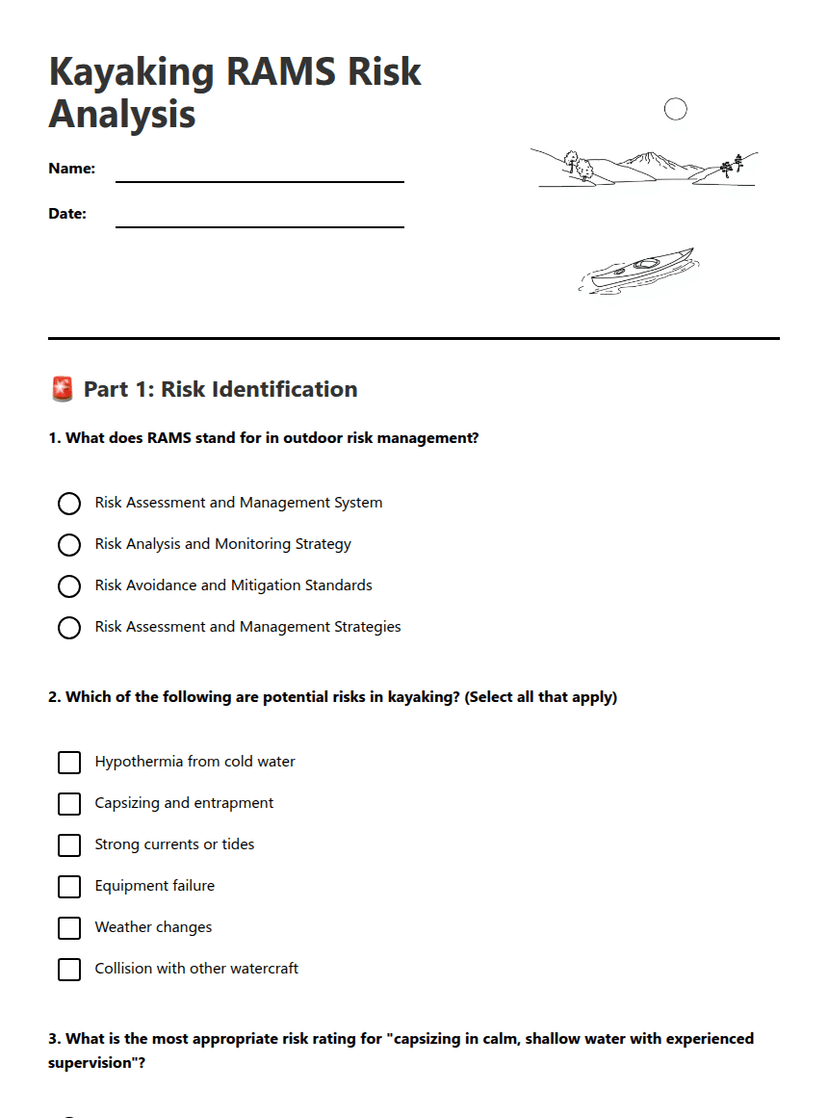 Kayaking RAMS Risk Analysis