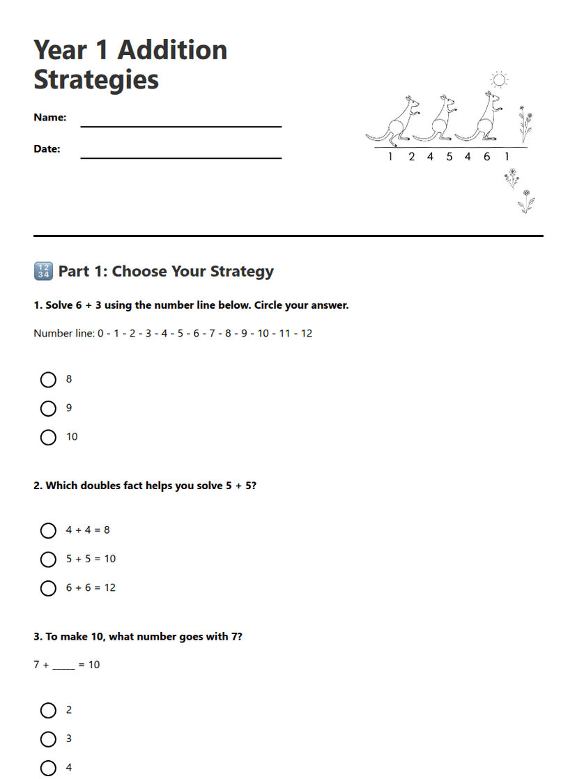 Year 1 Addition Strategies