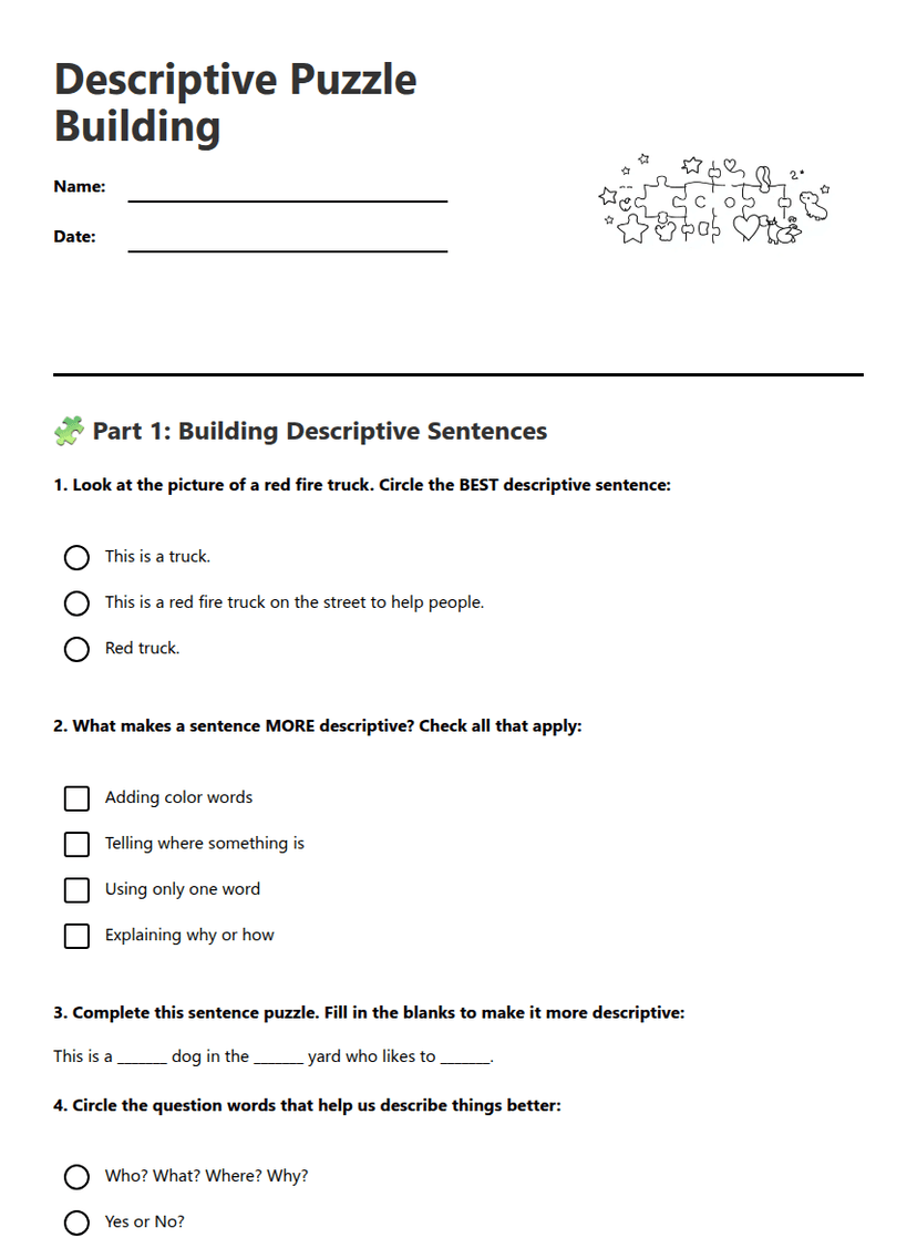 Descriptive Puzzle Building