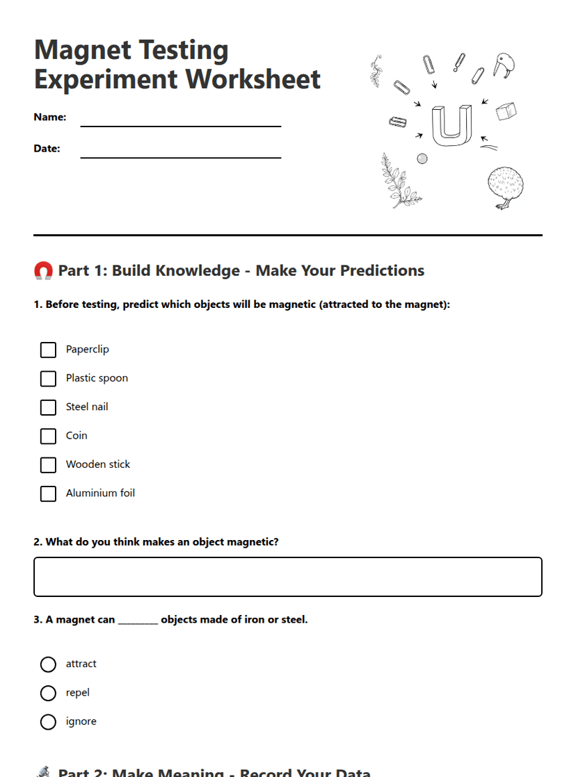 Magnet Testing Experiment Worksheet