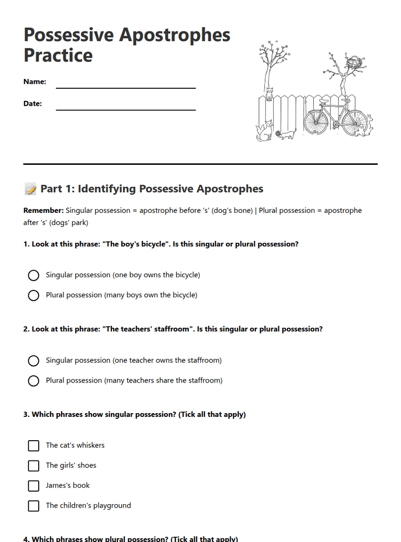 Possessive Apostrophes Practice