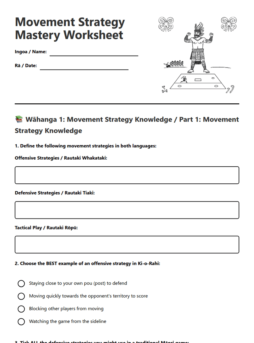 Movement Strategy Mastery Worksheet