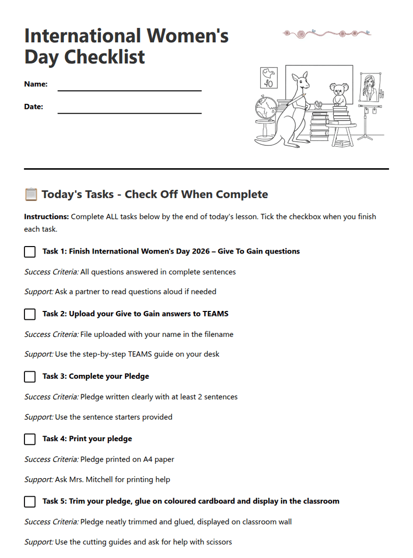 International Women's Day Checklist