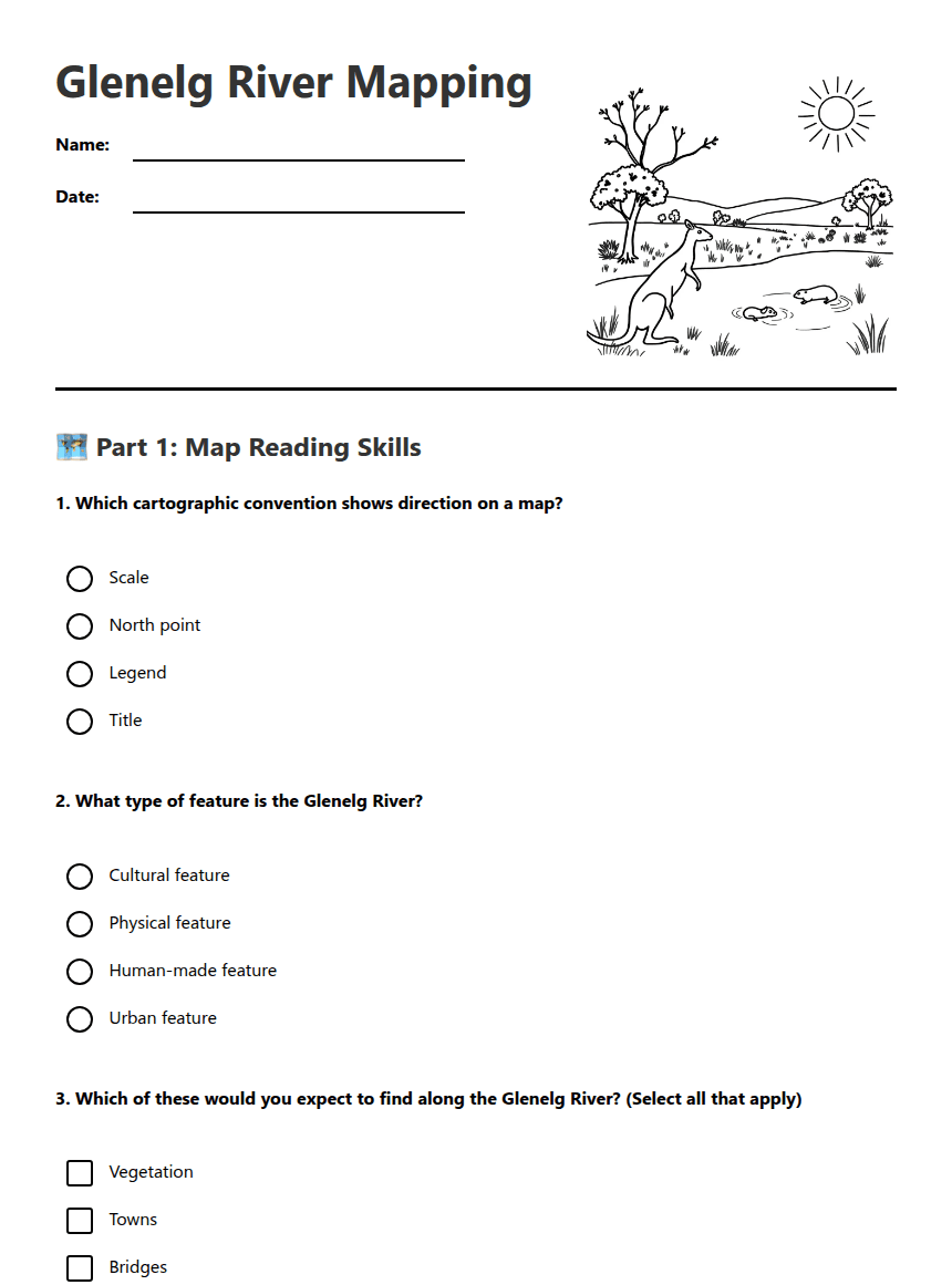 Glenelg River Mapping worksheet preview