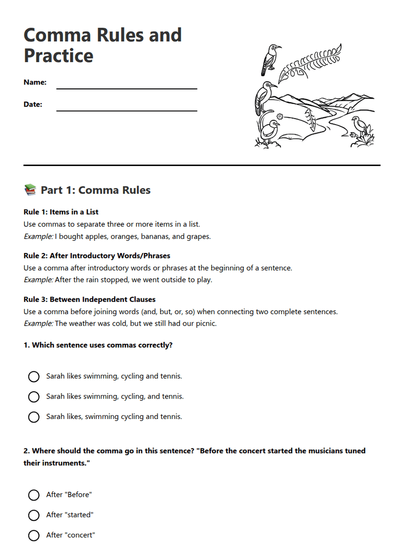 Comma Rules and Practice