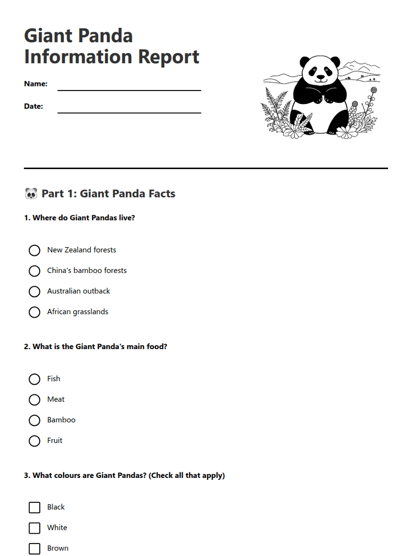 Giant Panda Information Report
