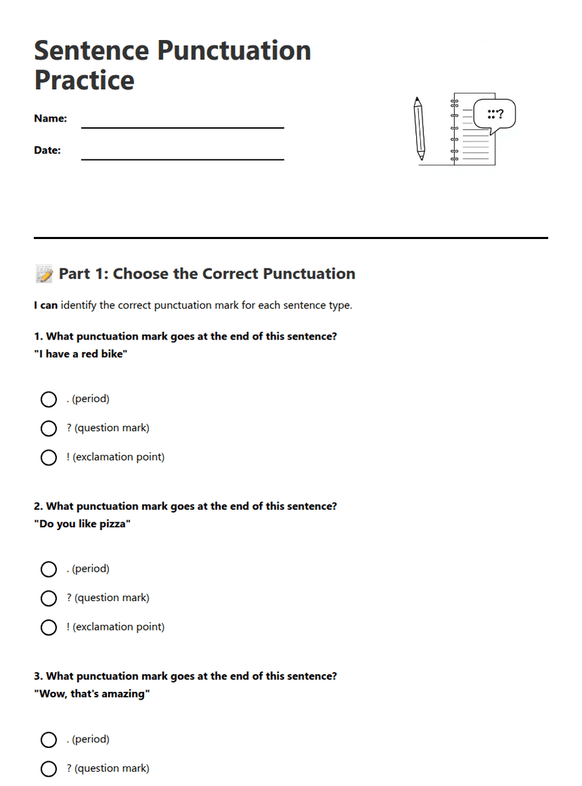 Sentence Punctuation Practice