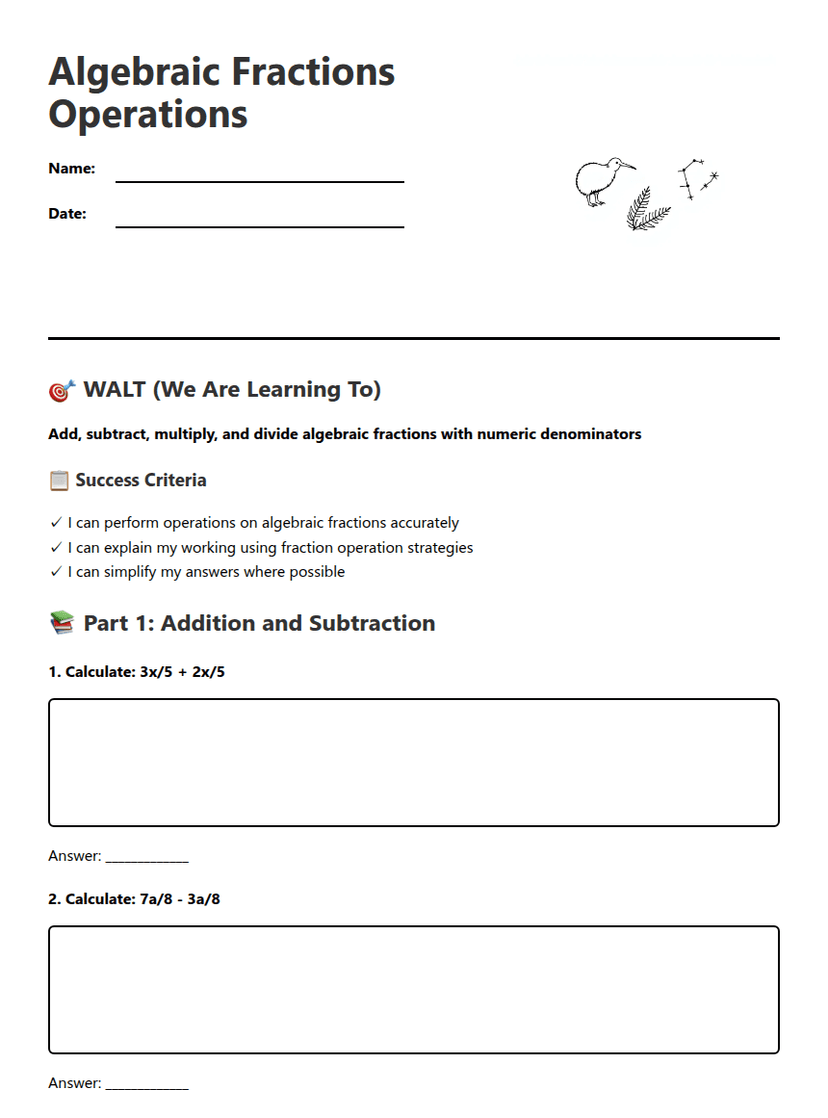 Algebraic Fractions Operations
