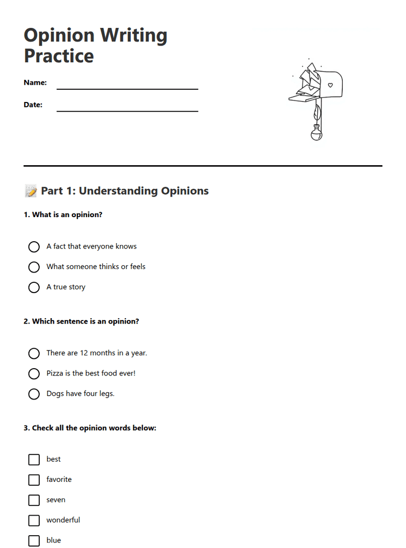 Opinion Writing Practice