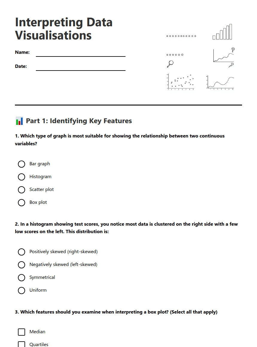 Interpreting Data Visualisations worksheet preview