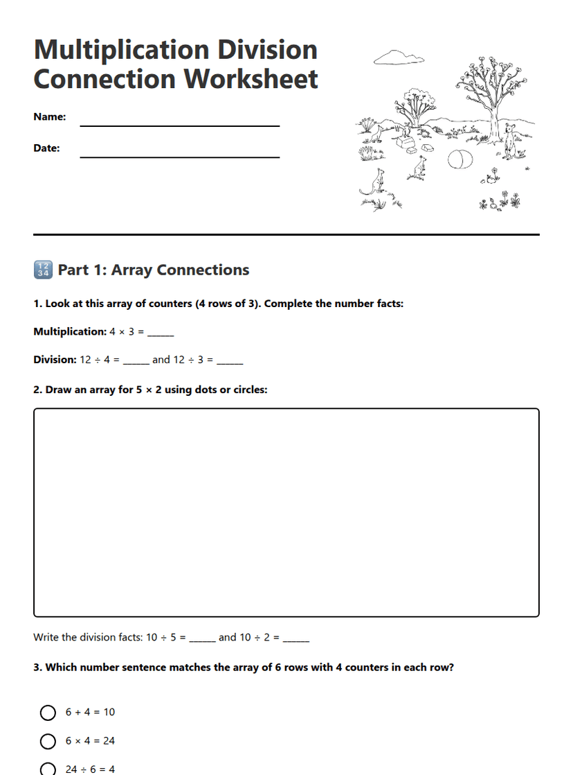 Multiplication Division Connection Worksheet