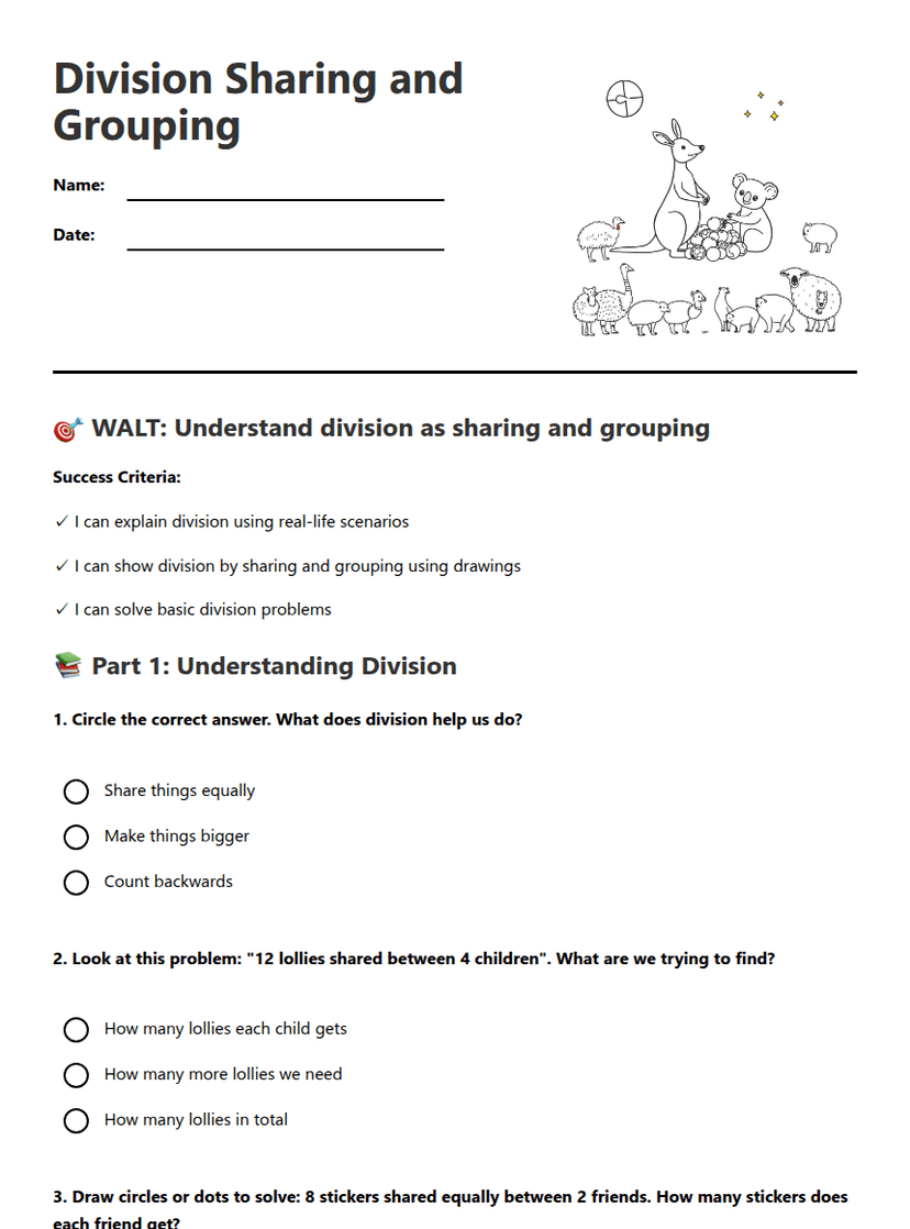 Division Sharing and Grouping