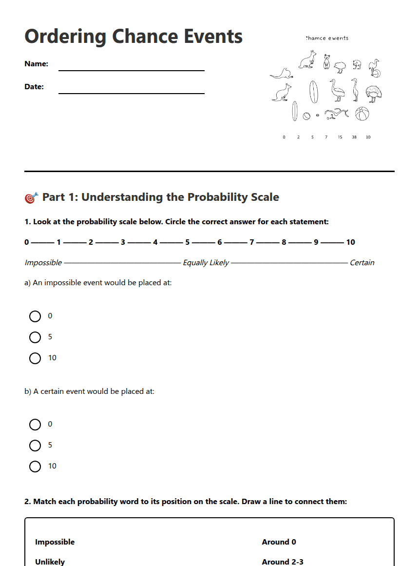 Ordering Chance Events worksheet preview