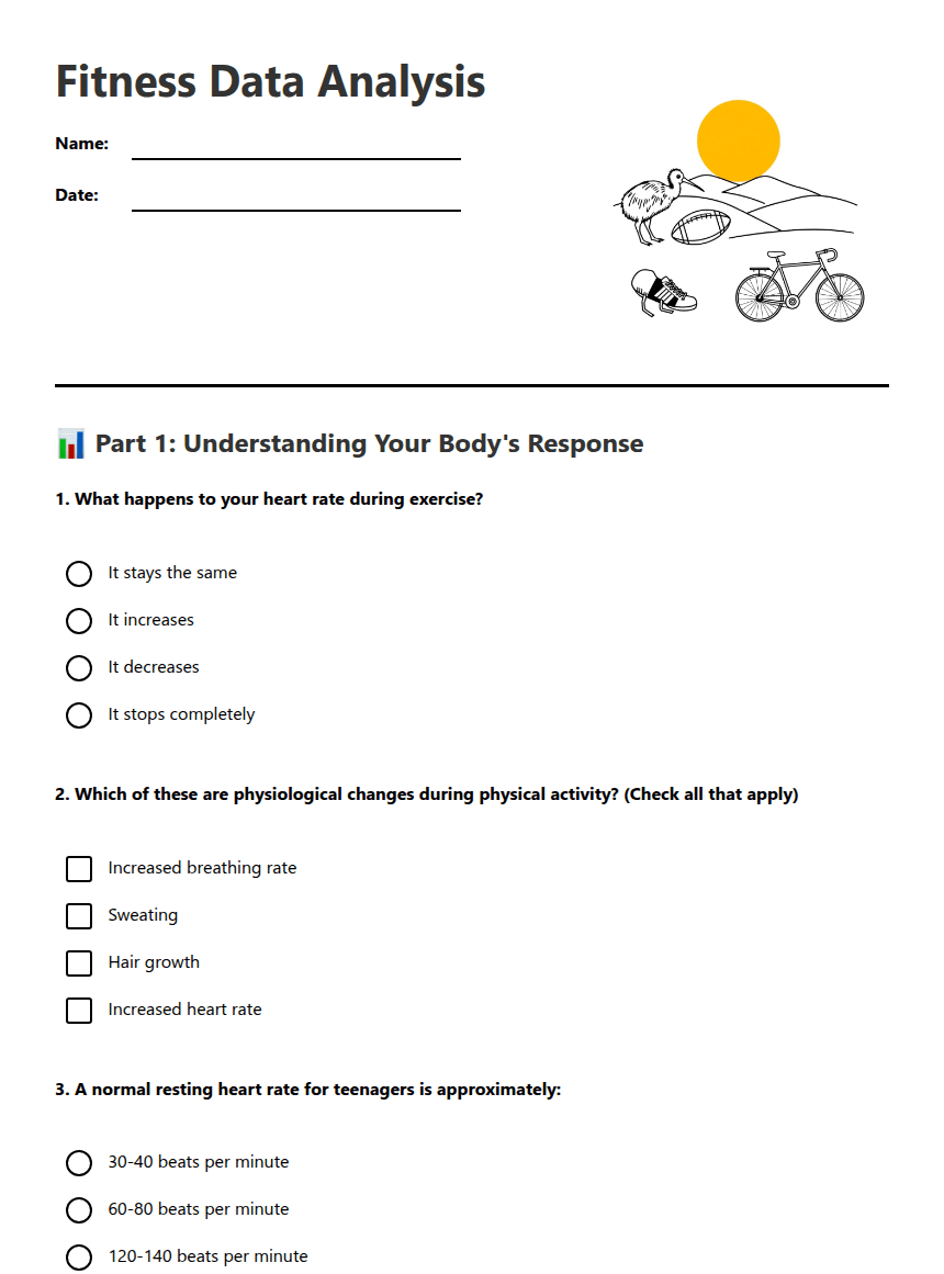 Fitness Data Analysis worksheet preview