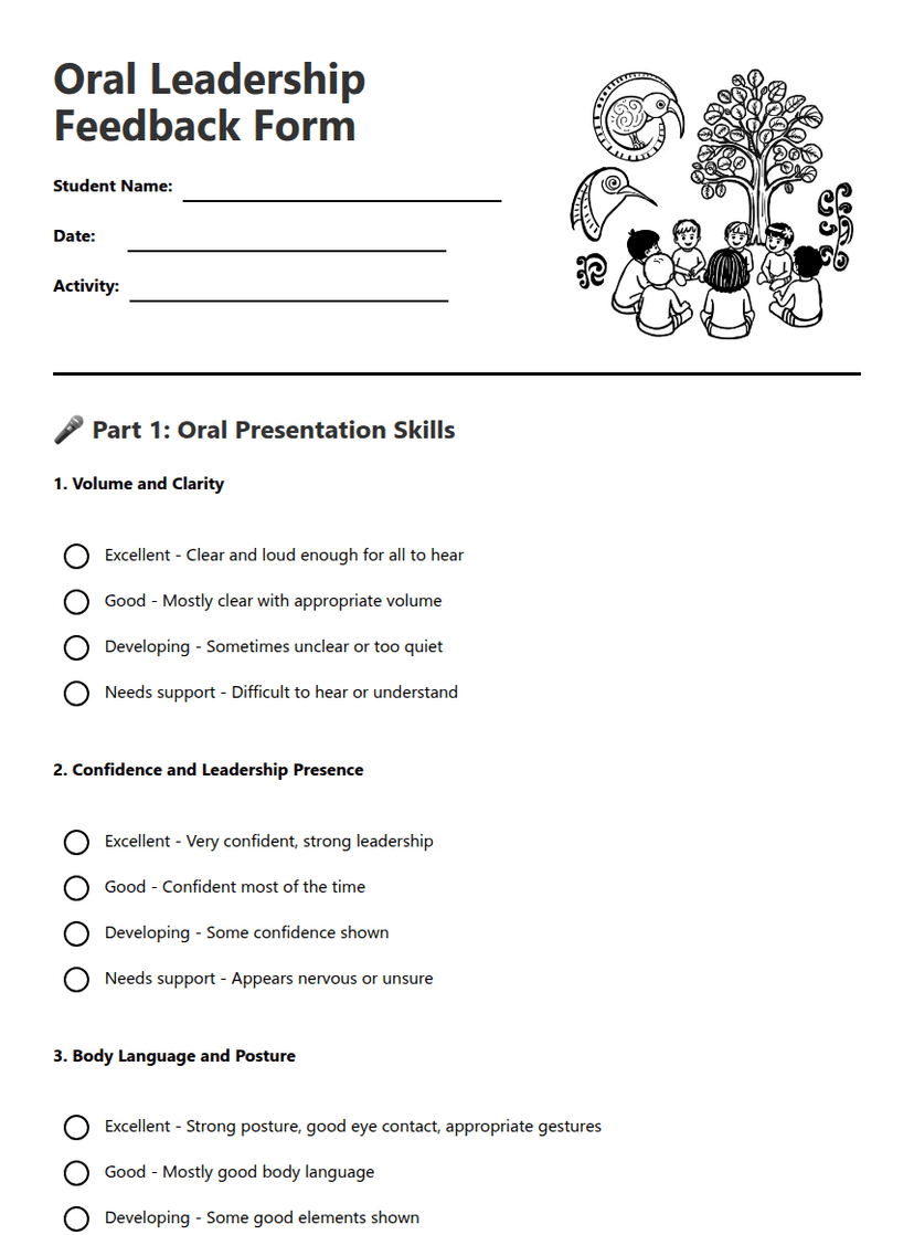 Oral Leadership Feedback Form