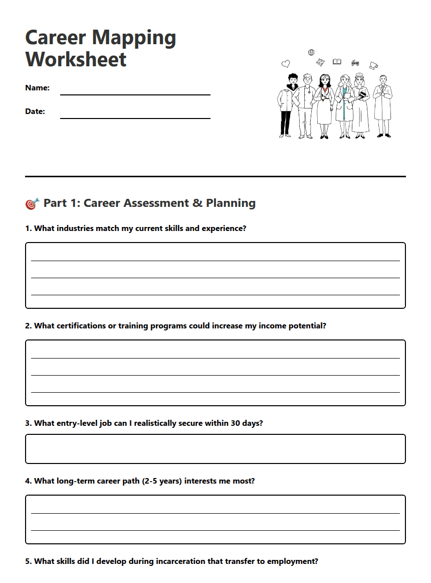 Career Mapping Worksheet worksheet preview