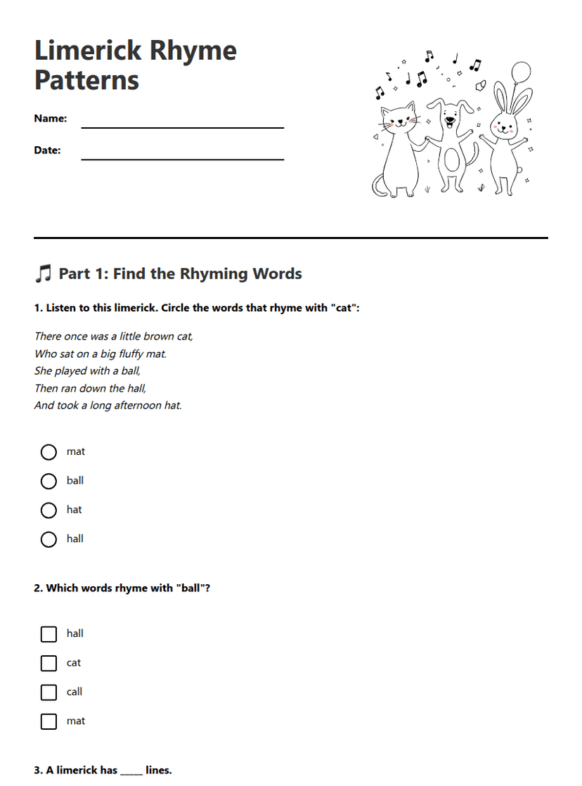 Limerick Rhyme Patterns