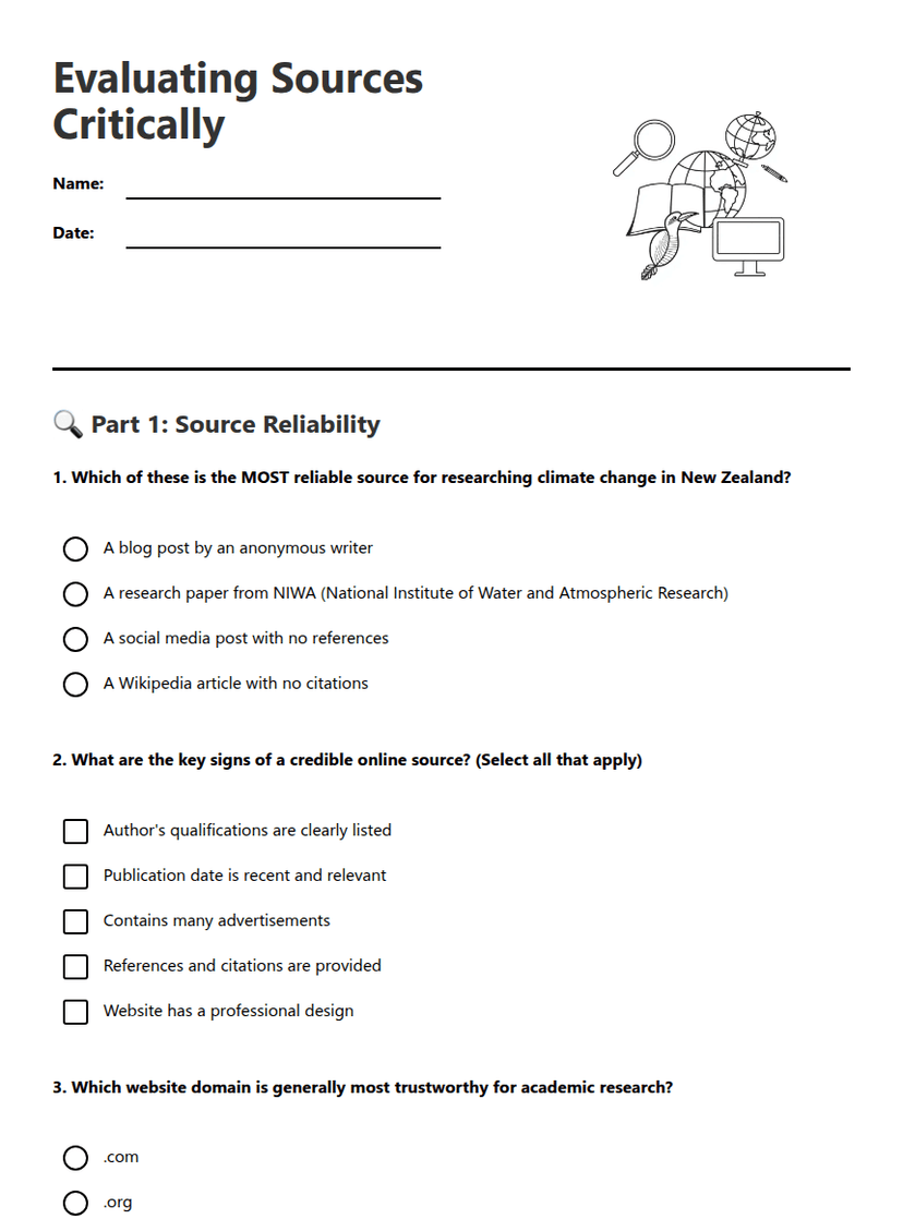 Evaluating Sources Critically