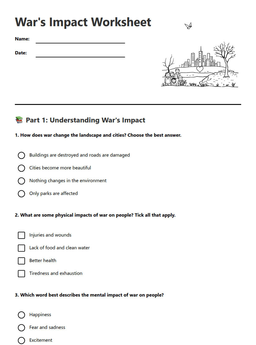 War's Impact Worksheet