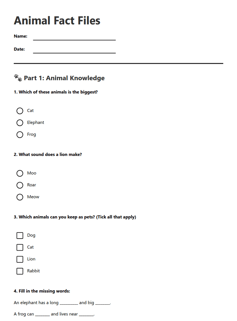 Animal Fact Files