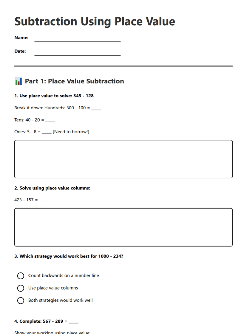 Subtraction Using Place Value