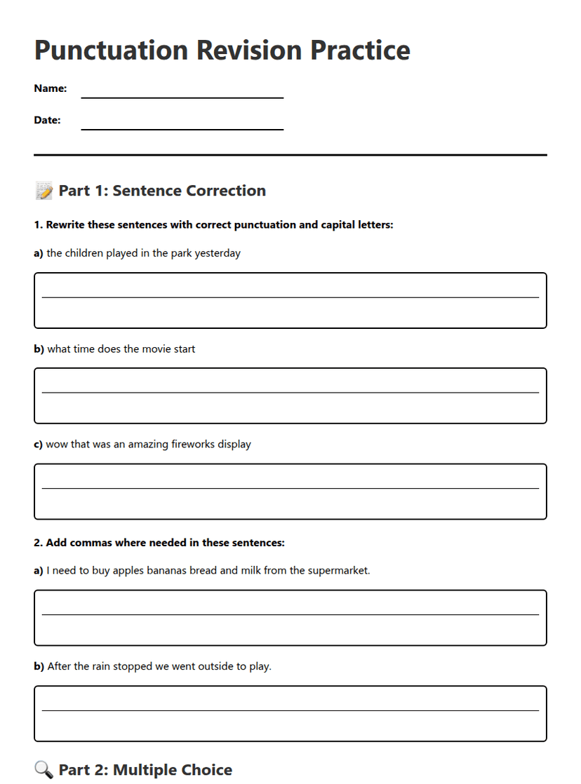 Punctuation Revision Practice