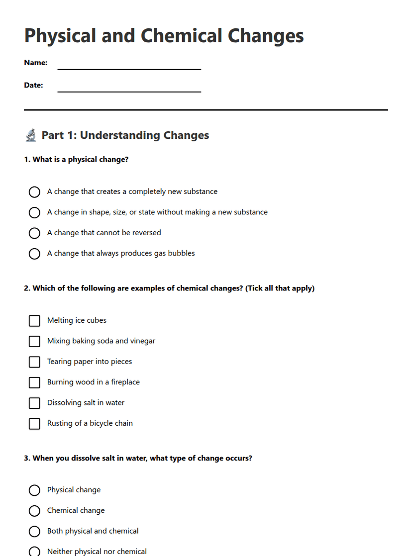 Physical and Chemical Changes