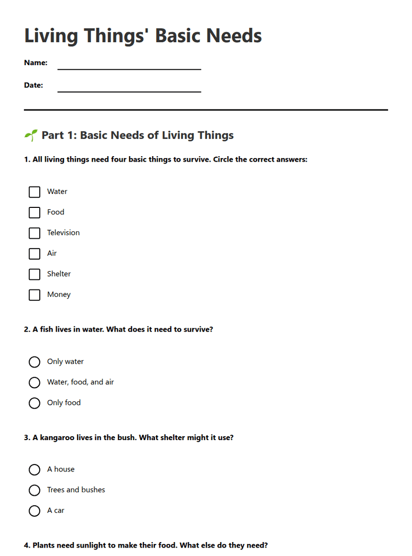 Living Things' Basic Needs