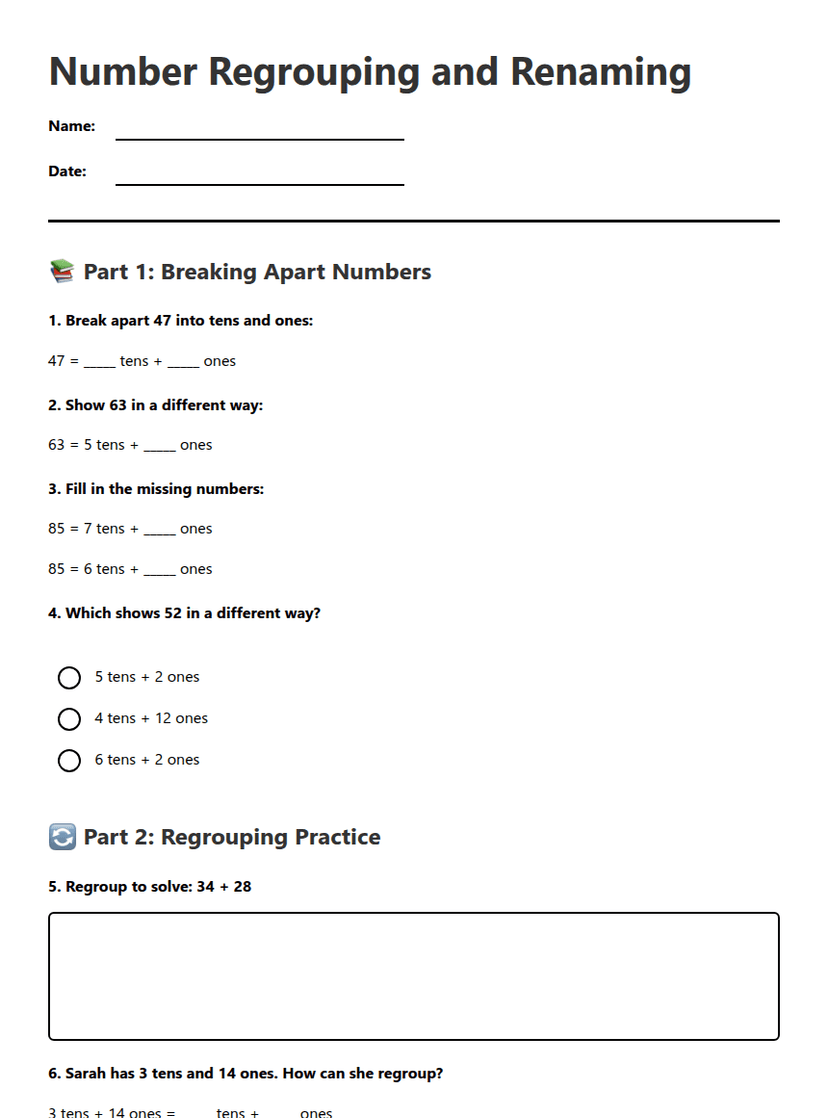 Number Regrouping and Renaming