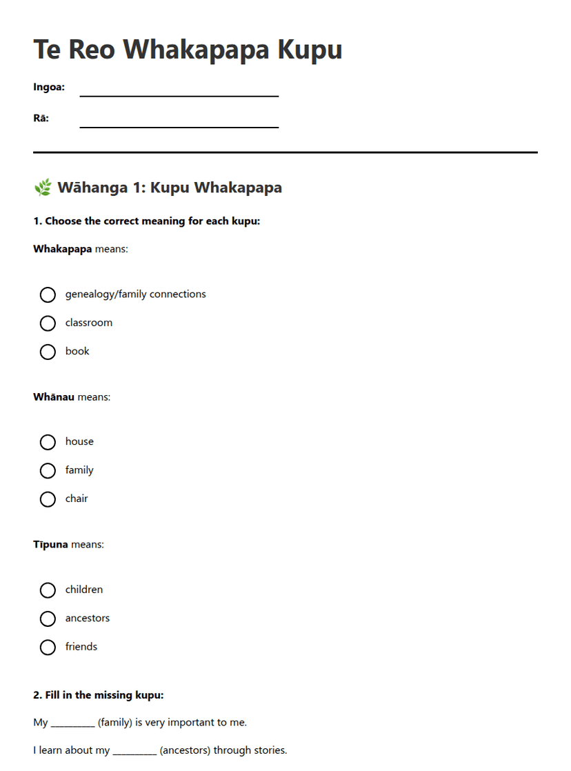 Te Reo Whakapapa Kupu