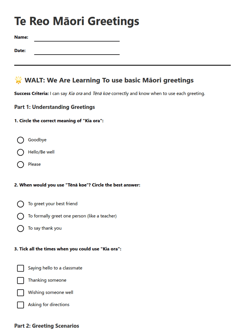 Te Reo Māori Greetings
