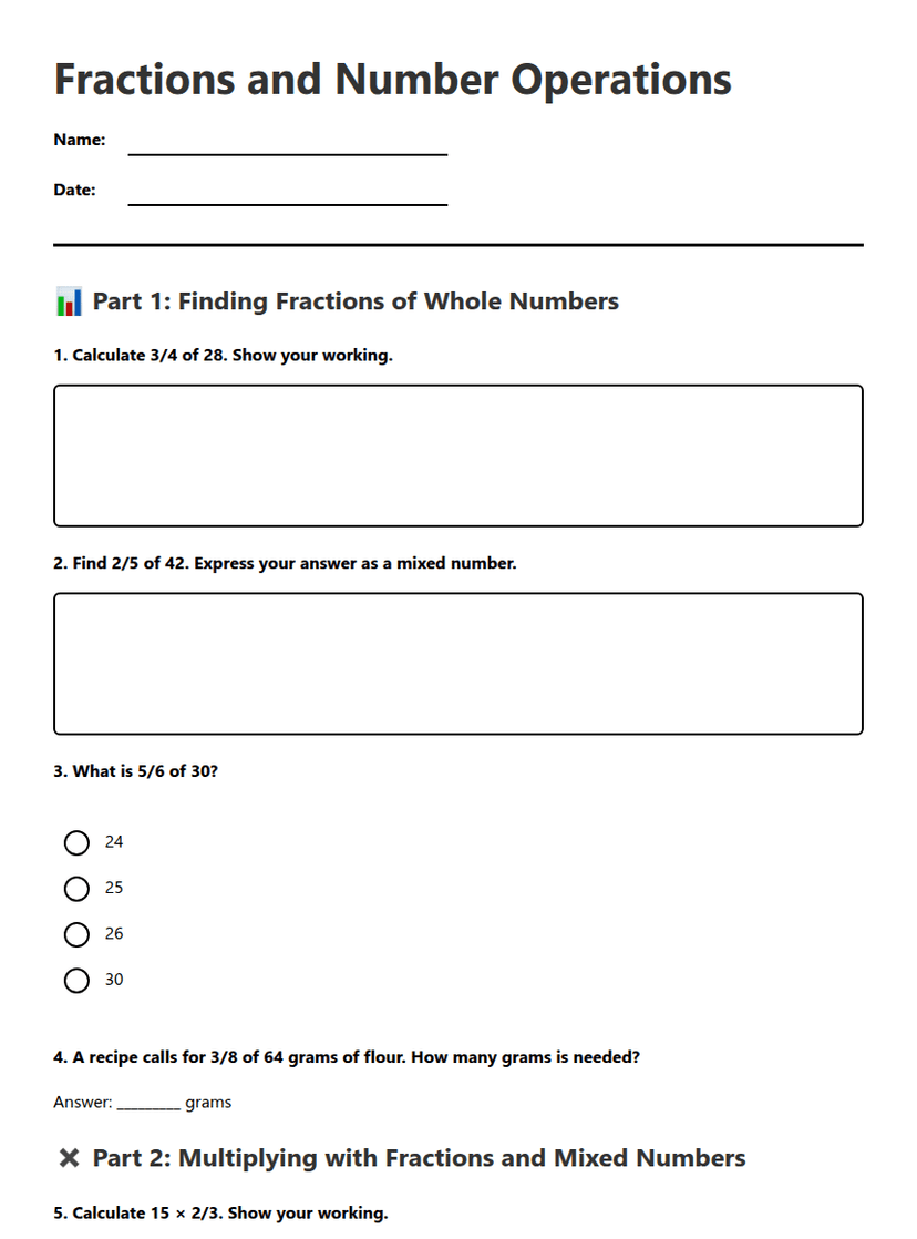 Fractions and Number Operations