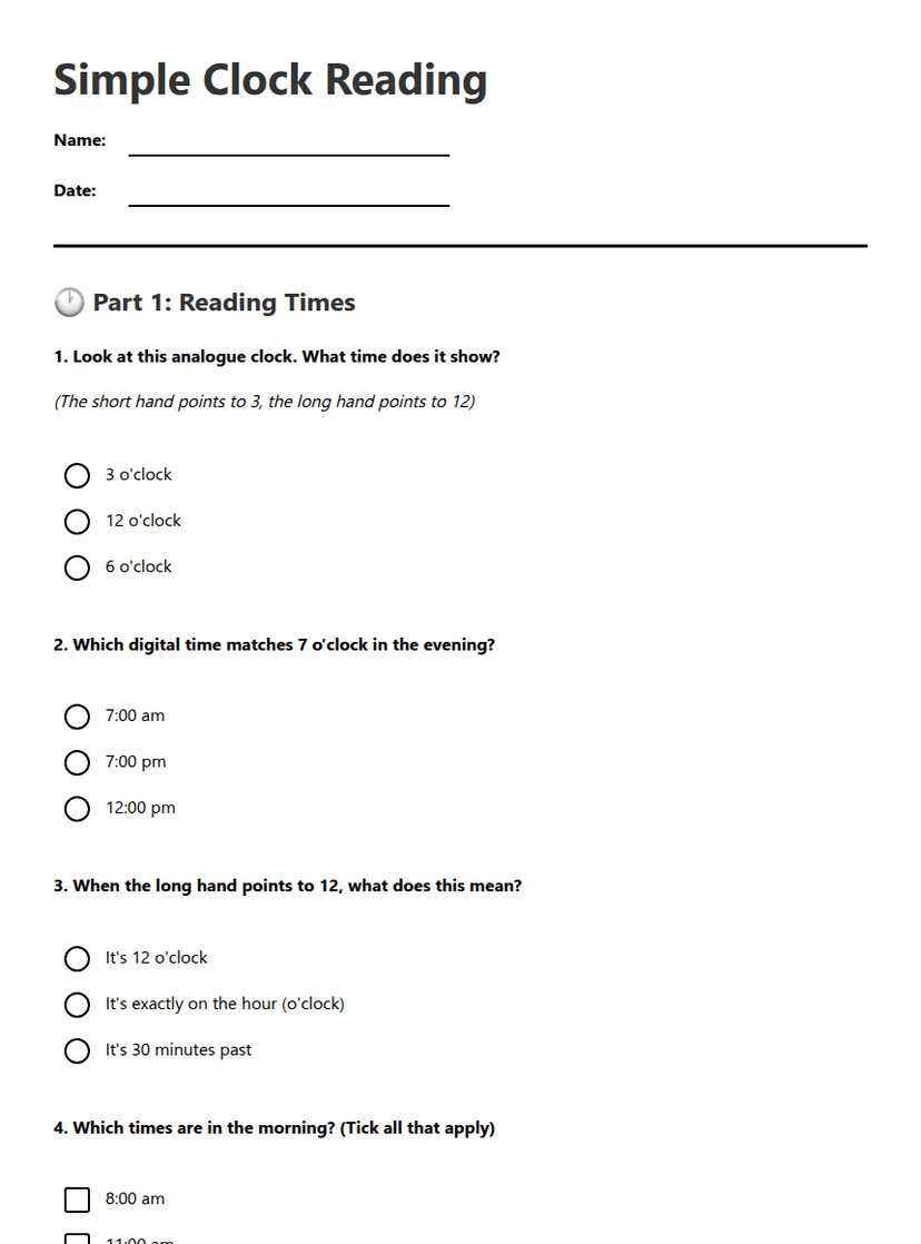 Simple Clock Reading