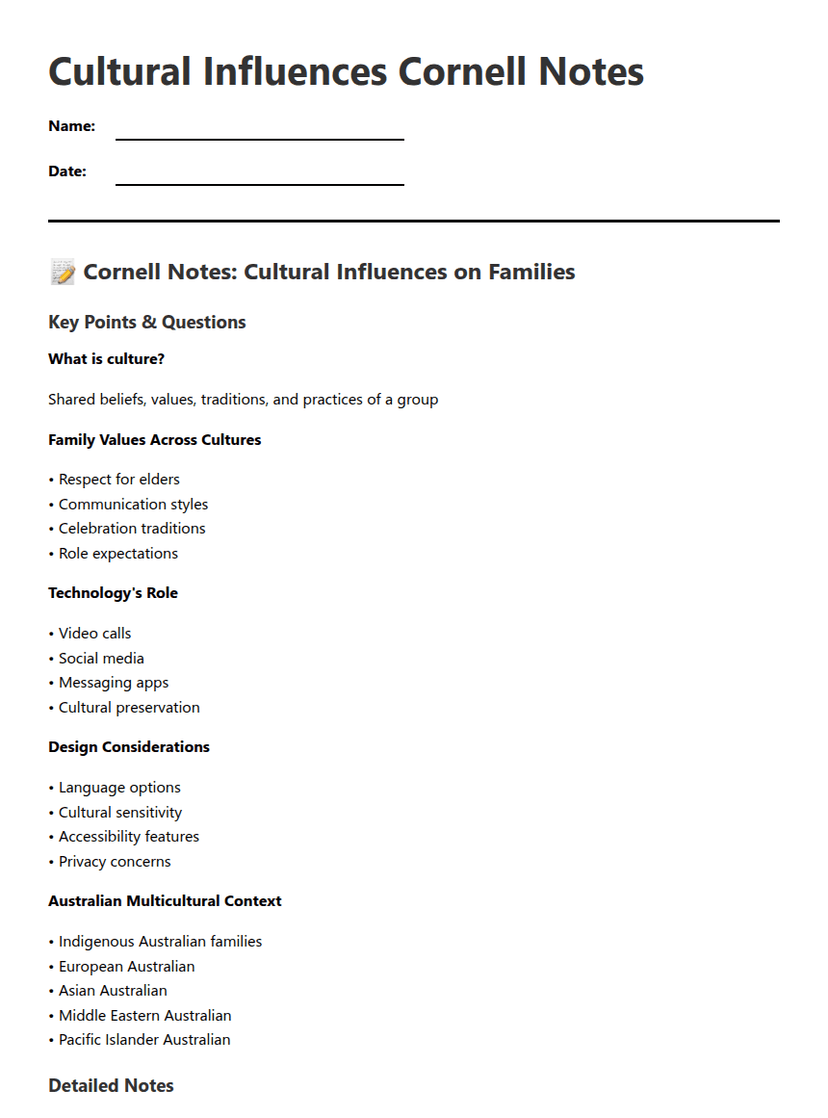 Cultural Influences Cornell Notes
