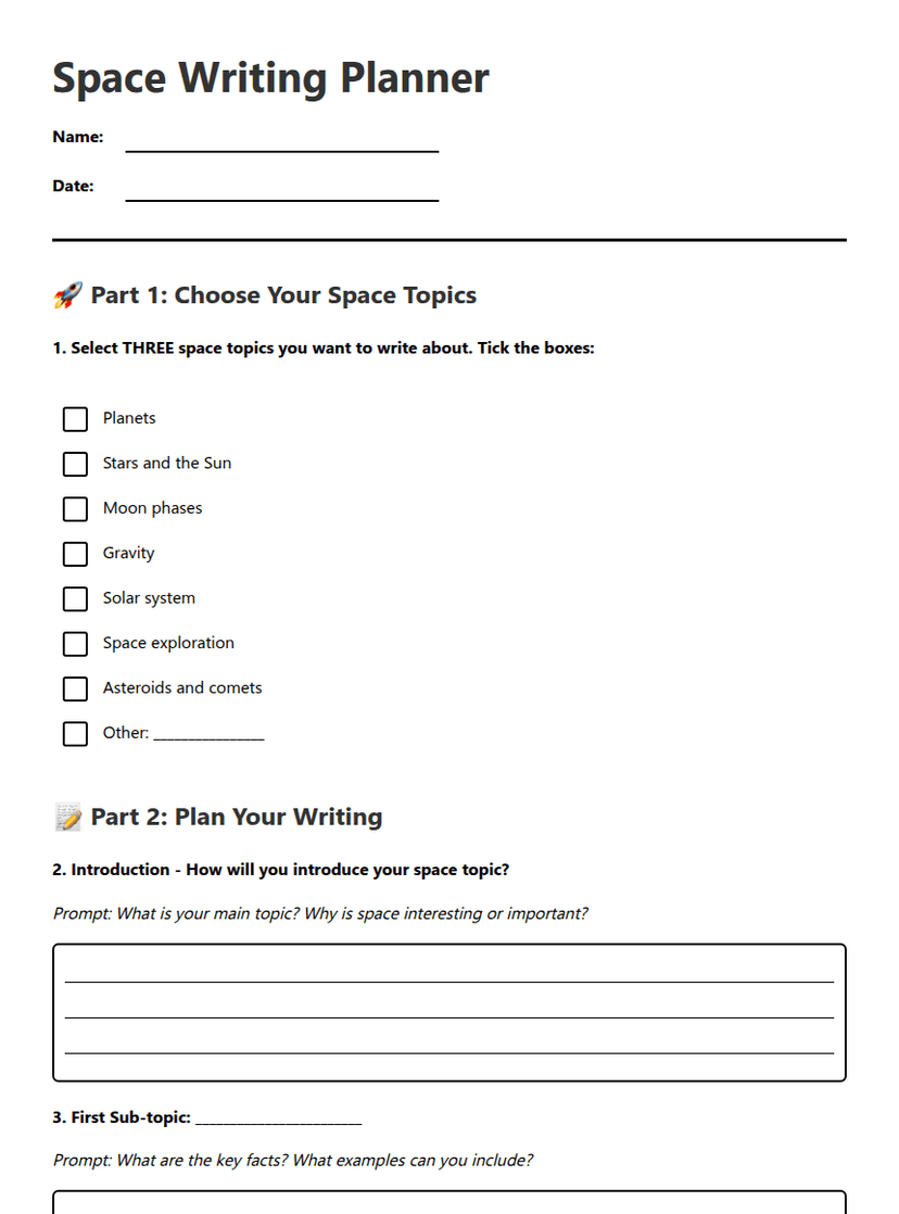 Space Writing Planner