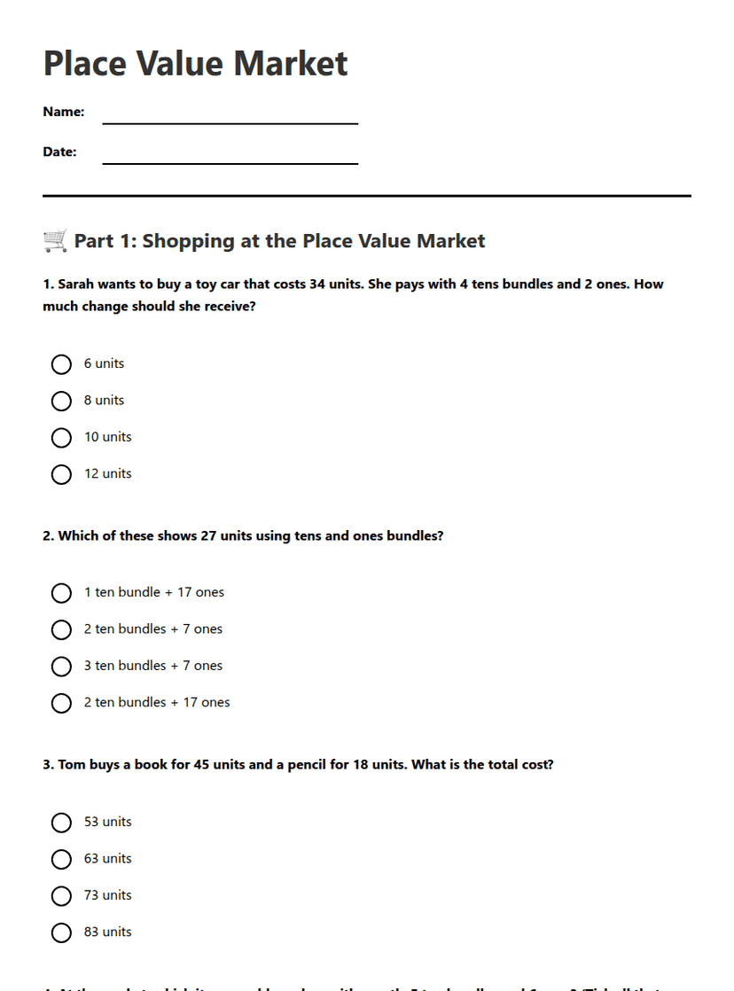 Place Value Market