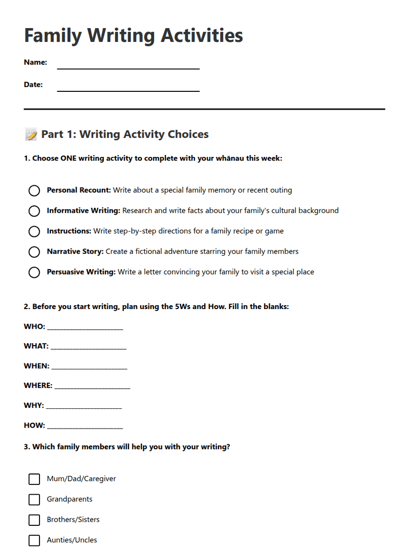 Family Writing Activities