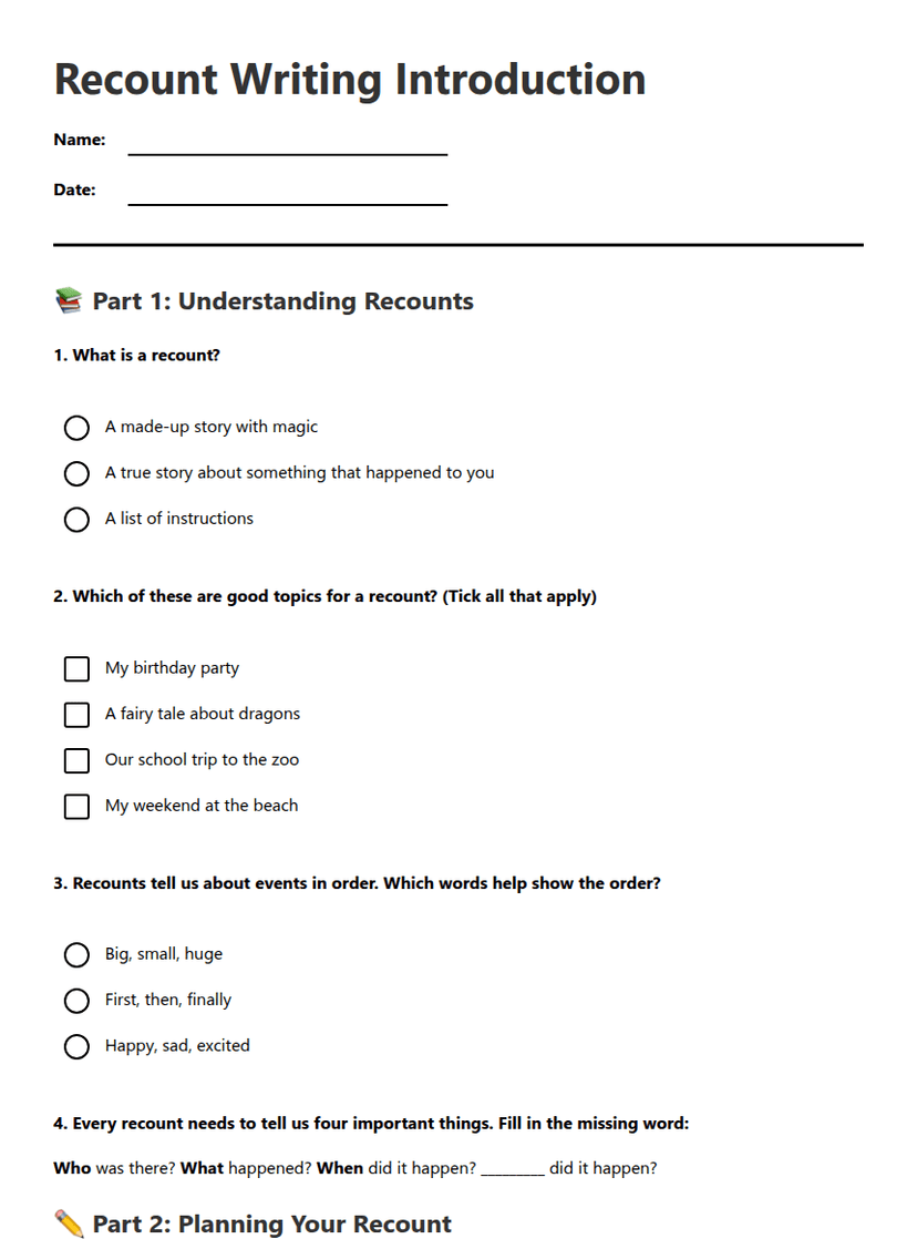 Recount Writing Introduction