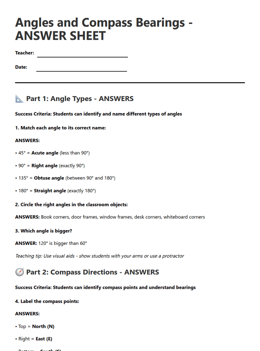 Angles and Compass Bearings