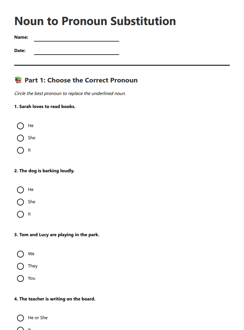 Noun to Pronoun Substitution
