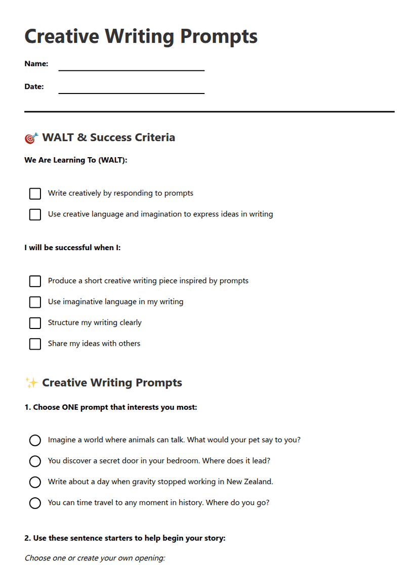 Creative Writing Prompts