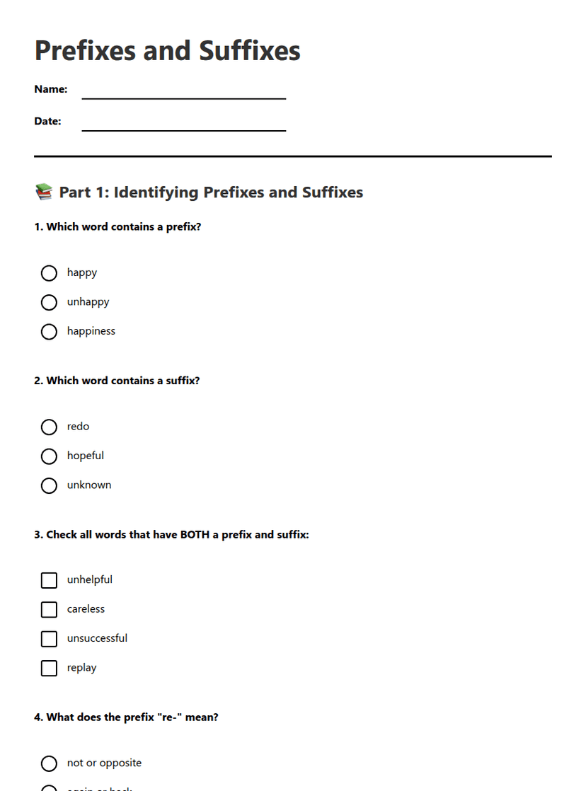 Prefixes and Suffixes