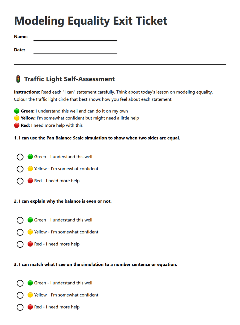 Modeling Equality Exit Ticket