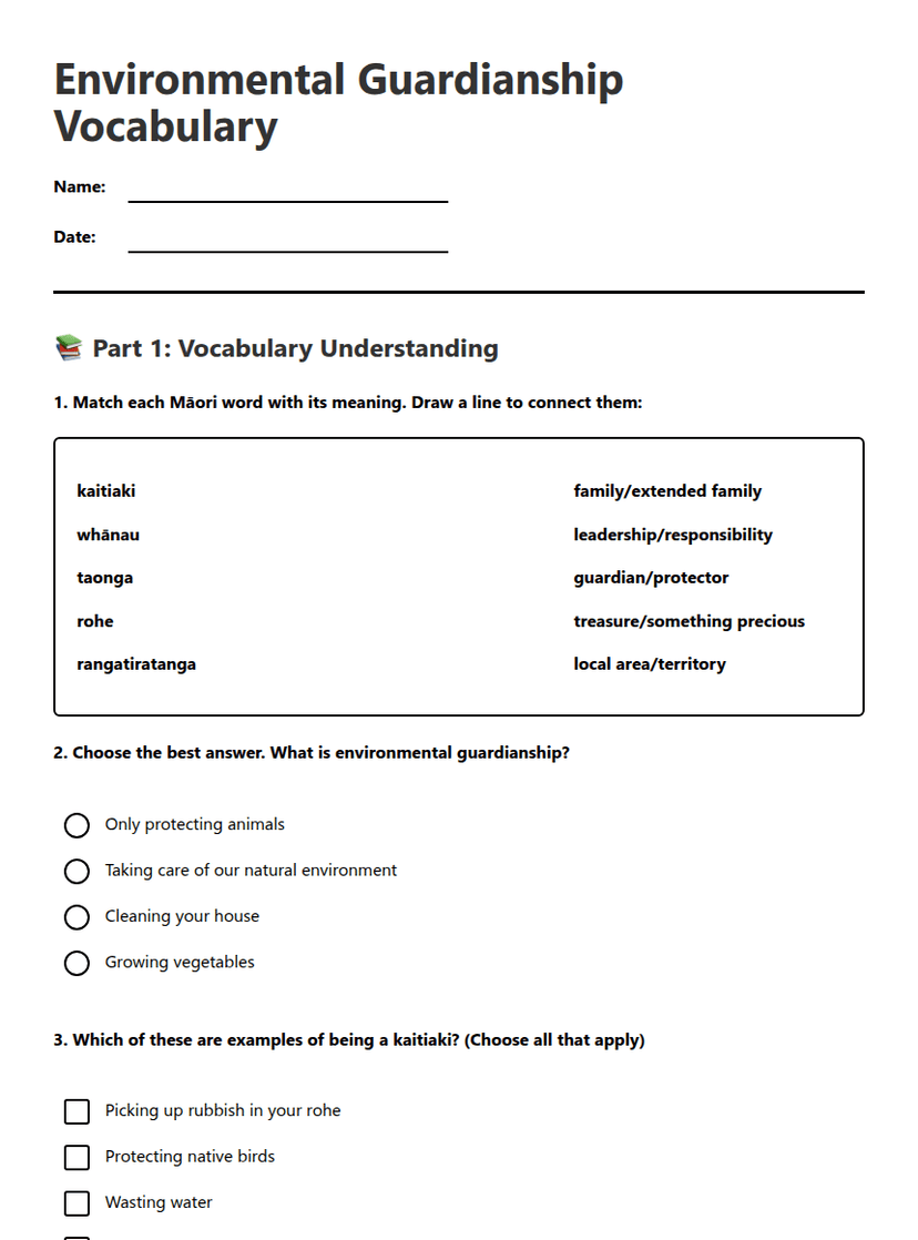 Environmental Guardianship Vocabulary