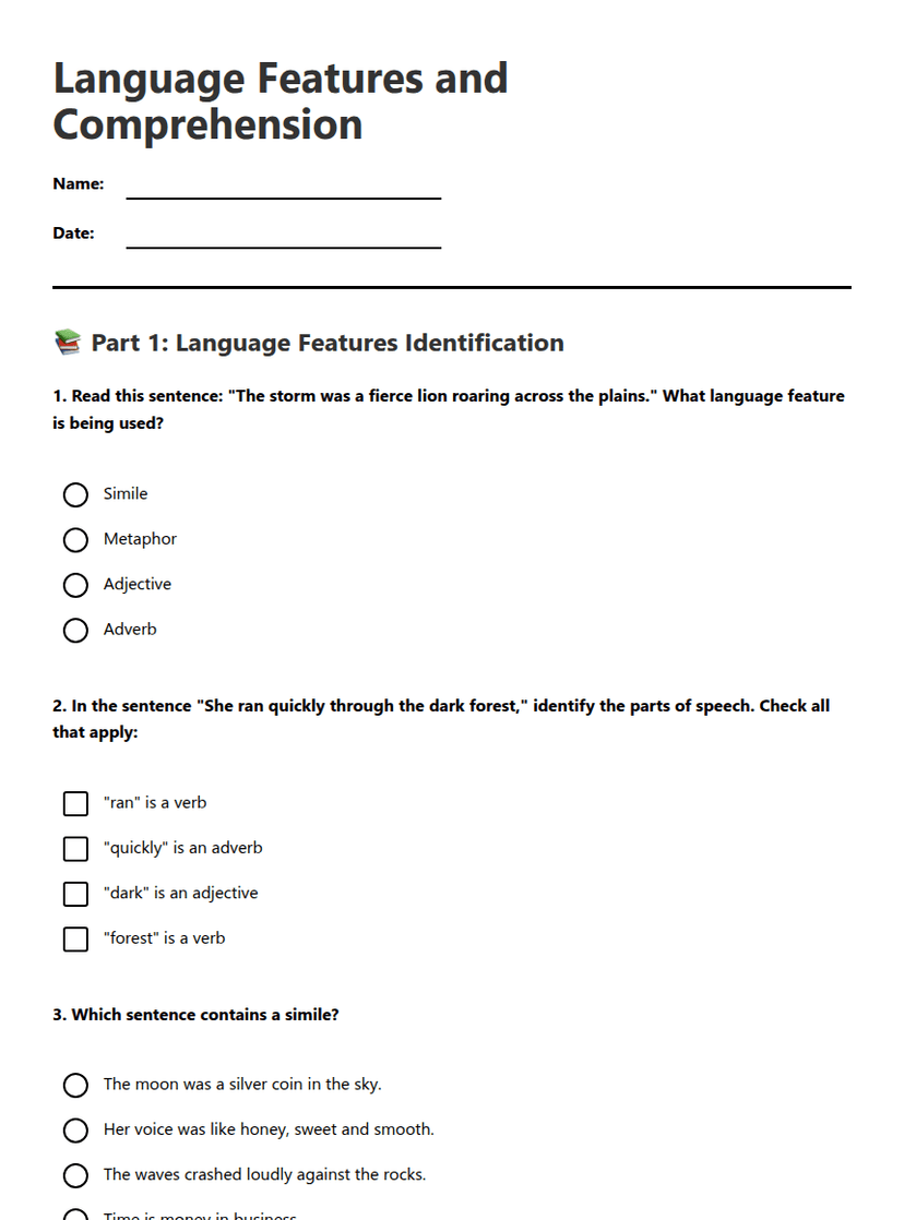 Language Features and Comprehension