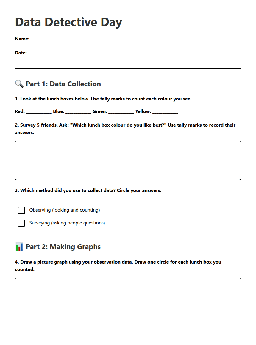 Data Detective Day worksheet preview