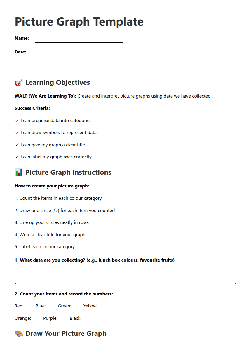 Picture Graph Template worksheet preview
