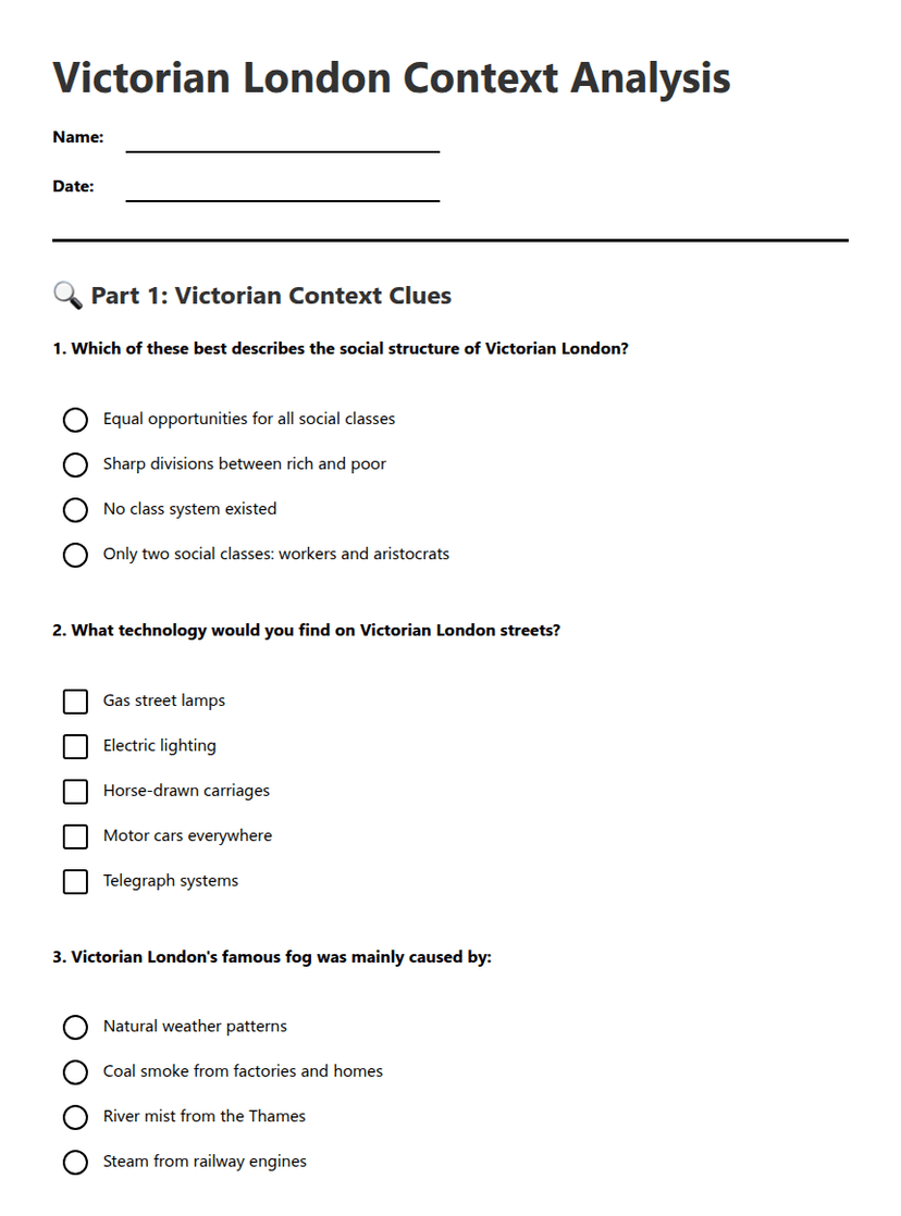 Victorian London Context Analysis