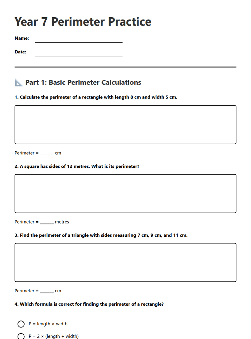 Year 7 Perimeter Practice