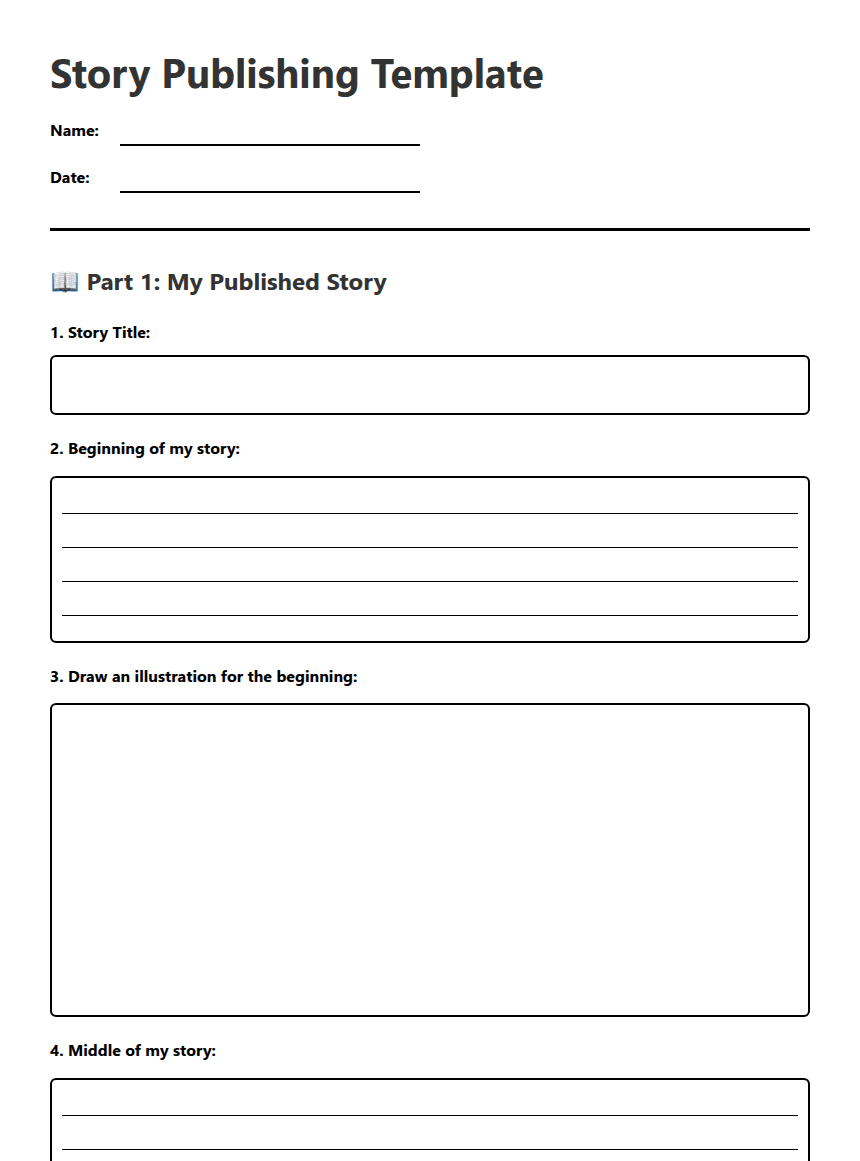 Story Publishing Template worksheet preview